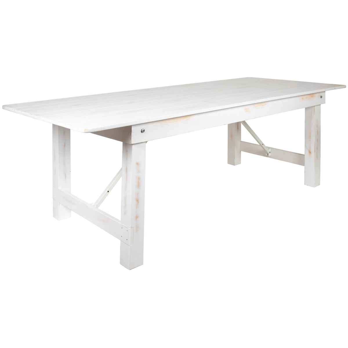 Antique Rustic White |#| 8' x 40" Rectangular Antique Rustic White Solid Pine Folding Farm Table