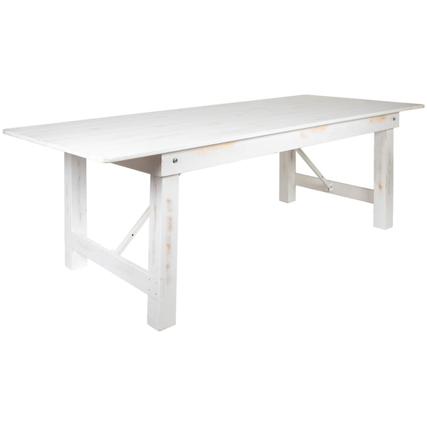 Antique Rustic White |#| 8' x 40" Rectangular Antique Rustic White Solid Pine Folding Farm Table