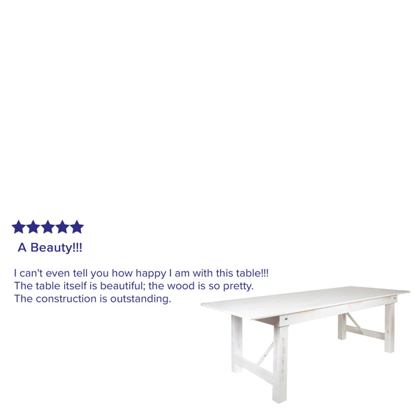 Antique Rustic White |#| 8' x 40" Rectangular Antique Rustic White Solid Pine Folding Farm Table