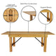 Light Natural |#| 8' x 40" Rectangular Antique Rustic Light Natural Solid Pine Folding Farm Table