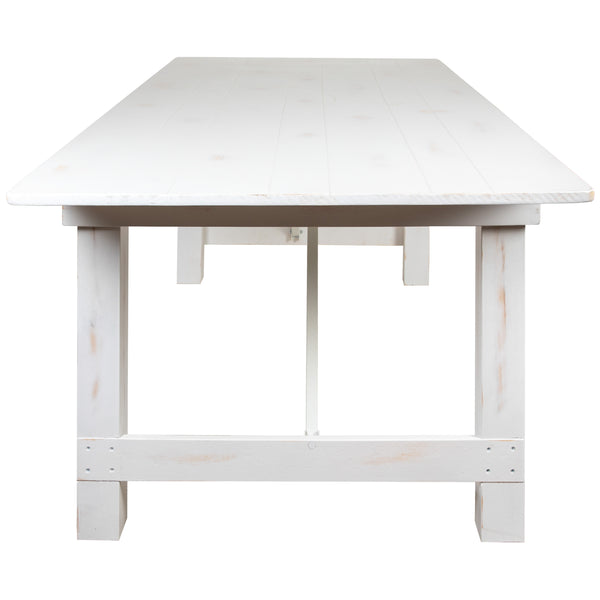 Antique Rustic White |#| 8' x 40" Rectangular Antique Rustic White Solid Pine Folding Farm Table