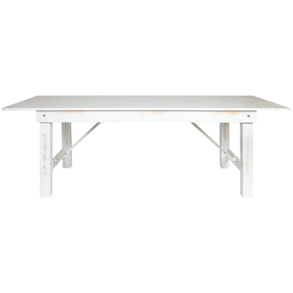 Antique Rustic White |#| 8' x 40" Rectangular Antique Rustic White Solid Pine Folding Farm Table