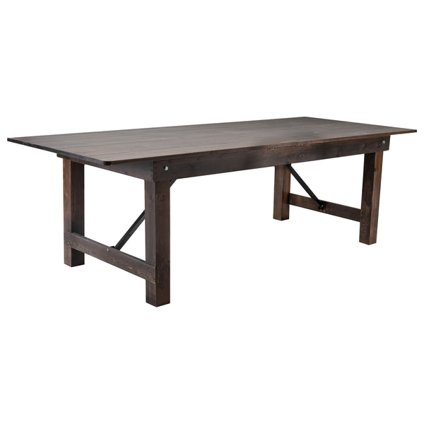 Mahogany |#| 8' x 40" Rectangular Antique Rustic Mahogany Solid Pine Folding Farm Table