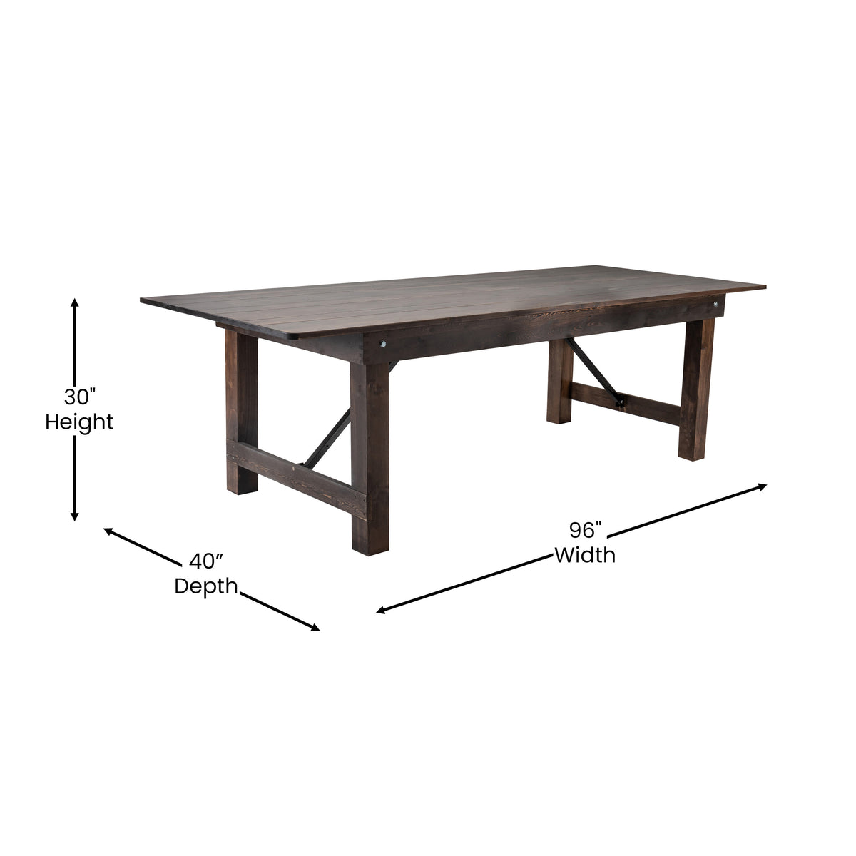 Mahogany |#| 8' x 40" Rectangular Antique Rustic Mahogany Solid Pine Folding Farm Table