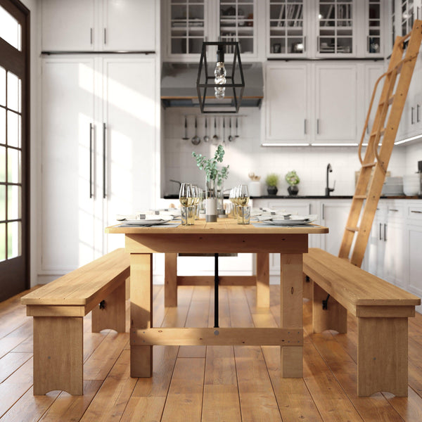 Light Natural |#| 8' x 40" Rectangular Antique Rustic Light Natural Solid Pine Folding Farm Table
