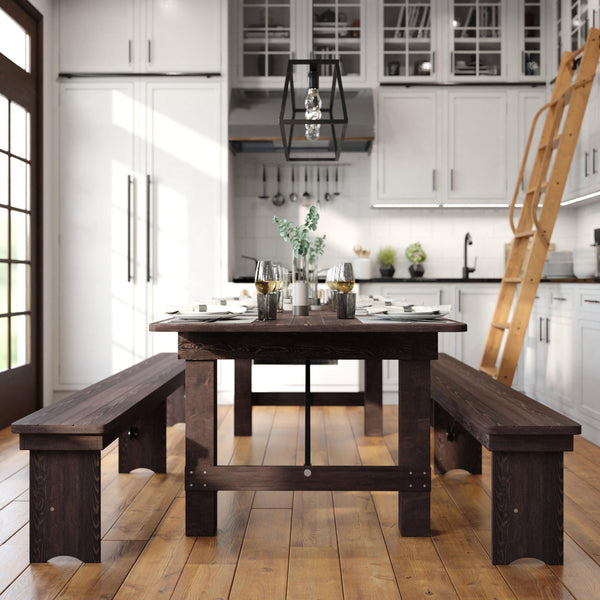 Mahogany |#| 8' x 40" Rectangular Antique Rustic Mahogany Solid Pine Folding Farm Table