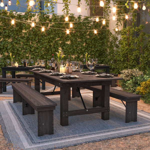 Mahogany |#| 8' x 40" Rectangular Antique Rustic Mahogany Solid Pine Folding Farm Table