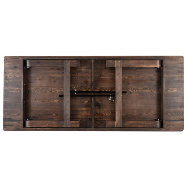 Mahogany |#| 8' x 40" Rectangular Antique Rustic Mahogany Solid Pine Folding Farm Table