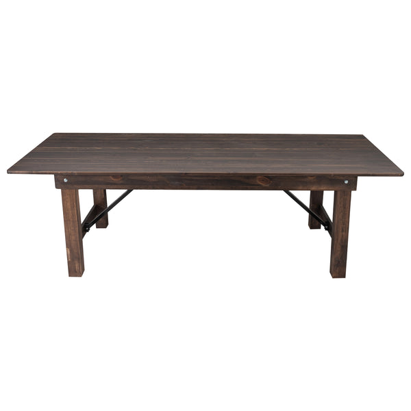 Mahogany |#| 8' x 40" Rectangular Antique Rustic Mahogany Solid Pine Folding Farm Table