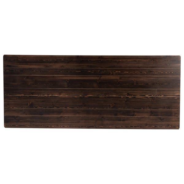 Mahogany |#| 8' x 40" Rectangular Antique Rustic Mahogany Solid Pine Folding Farm Table