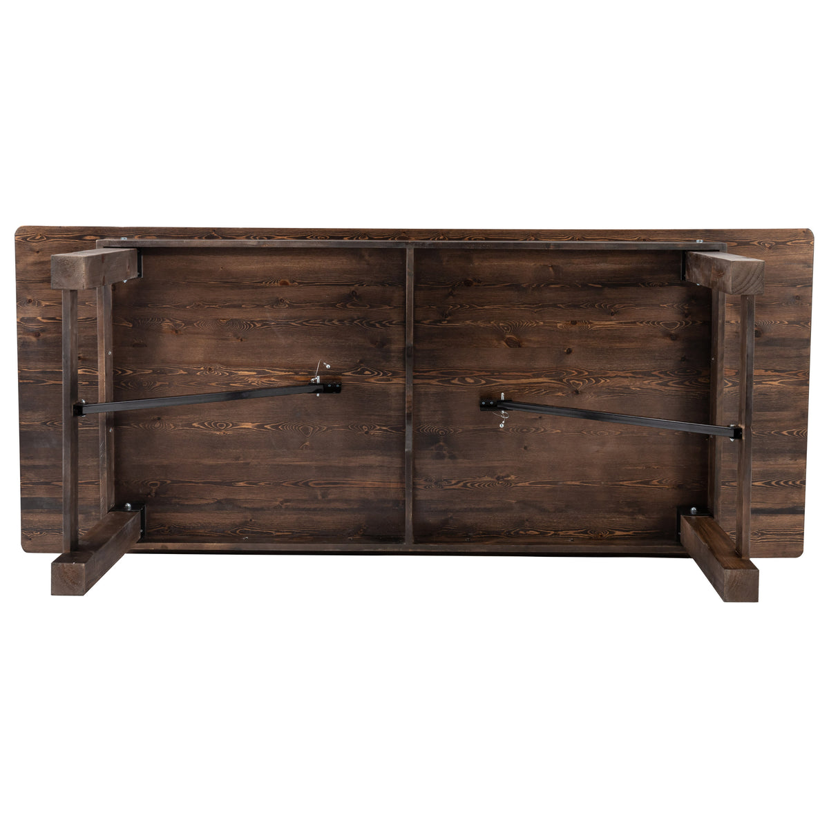 Mahogany |#| 8' x 40" Rectangular Antique Rustic Mahogany Solid Pine Folding Farm Table