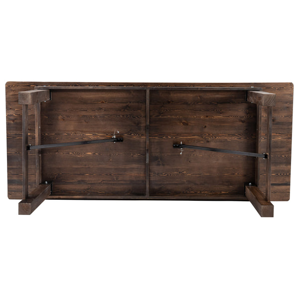 Mahogany |#| 8' x 40" Rectangular Antique Rustic Mahogany Solid Pine Folding Farm Table