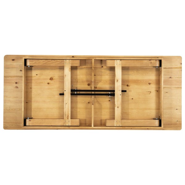 Light Natural |#| 8' x 40" Rectangular Antique Rustic Light Natural Solid Pine Folding Farm Table