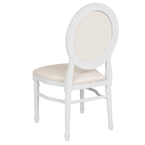 White Vinyl/White Frame |#| 900 lb. Capacity King Louis Chair with White Vinyl Back and Seat and White Frame