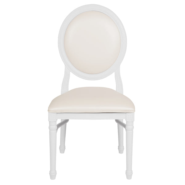 White Vinyl/White Frame |#| 900 lb. Capacity King Louis Chair with White Vinyl Back and Seat and White Frame