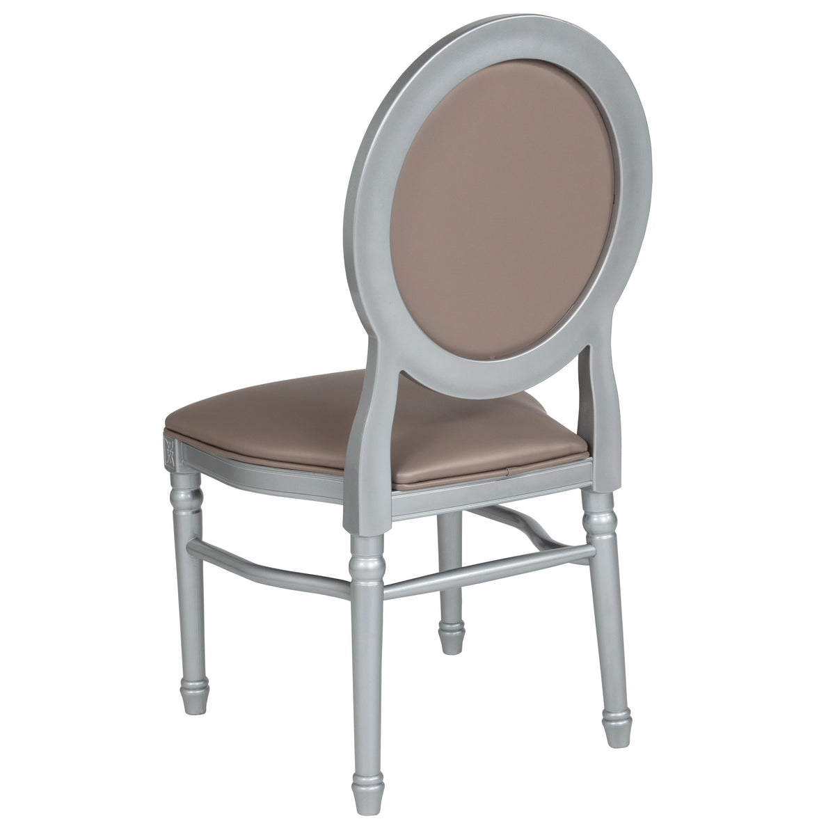 Taupe Vinyl/Silver Frame |#| 900 lb. Capacity King Louis Chair with Taupe Vinyl Back & Seat and Silver Frame