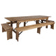 Antique Rustic |#| 9' x 40inch Antique Rustic Folding Farm Table and Four Bench Set