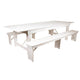 Antique Rustic White |#| 3 Piece Set-9' x 40inch Antique Rustic White Folding Farm Table and Two Bench Set