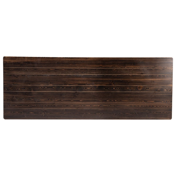 Mahogany |#| 9' x 40" Rectangular Antique Rustic Mahogany Solid Pine Folding Farm Table