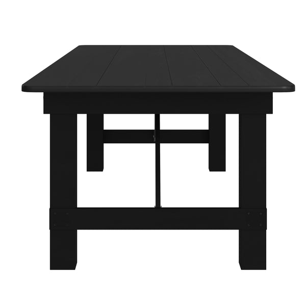 Black Wash |#| 9' x 40" Rectangular Rustic Solid Pine Farmhouse Folding Table in Black Wash