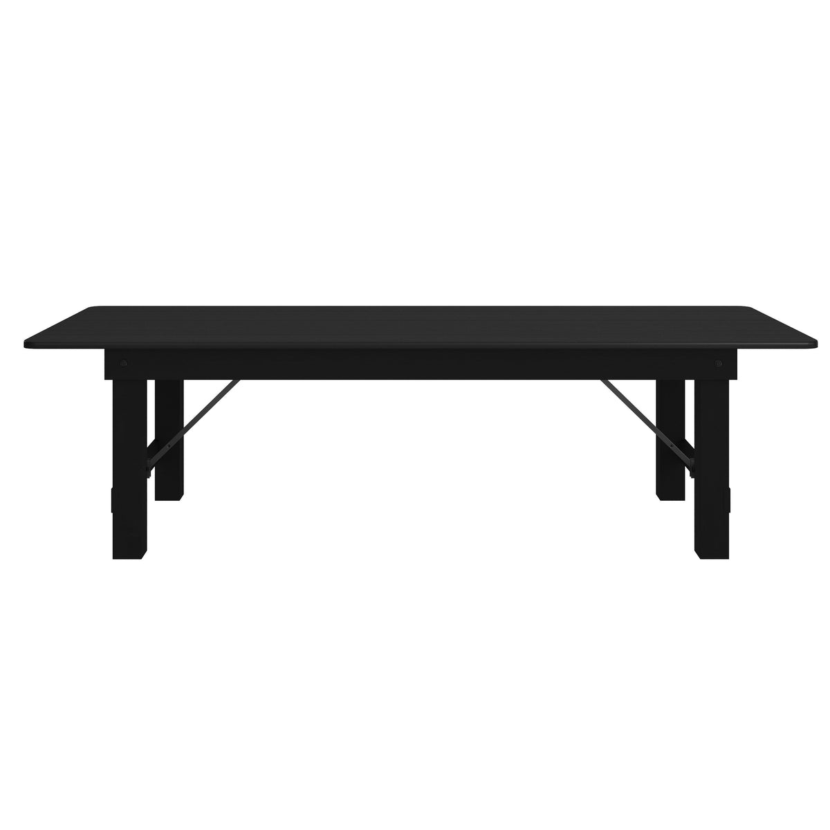 Black Wash |#| 9' x 40" Rectangular Rustic Solid Pine Farmhouse Folding Table in Black Wash