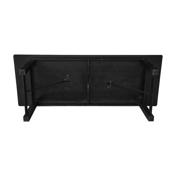 Black Wash |#| 9' x 40" Rectangular Rustic Solid Pine Farmhouse Folding Table in Black Wash