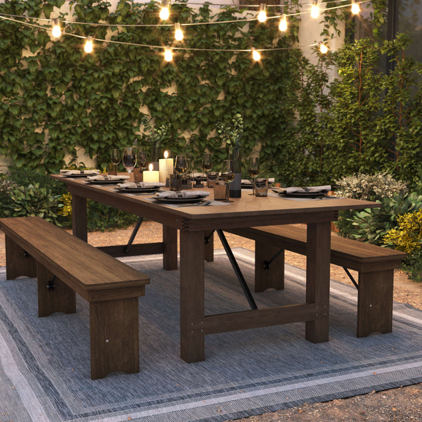 Antique Rustic |#| 9' x 40" Rectangular Antique Rustic Solid Pine Folding Farm Table