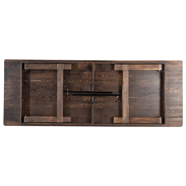Mahogany |#| 9' x 40" Rectangular Antique Rustic Mahogany Solid Pine Folding Farm Table