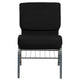 Auditorium Chair - Black Fabric/Silver Vein Frame - 21inch Seat - Book Rack