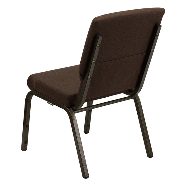 Brown Fabric/Gold Vein Frame |#| Stacking Auditorium Chair with 19inch Seat - Brown Fabric/Gold Vein Frame