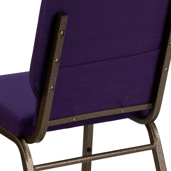 Stacking Auditorium Chair with 19inch Seat - Royal Purple Fabric/Gold Vein Frame