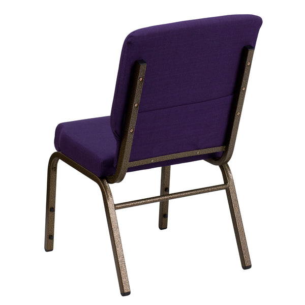 Stacking Auditorium Chair with 19inch Seat - Royal Purple Fabric/Gold Vein Frame