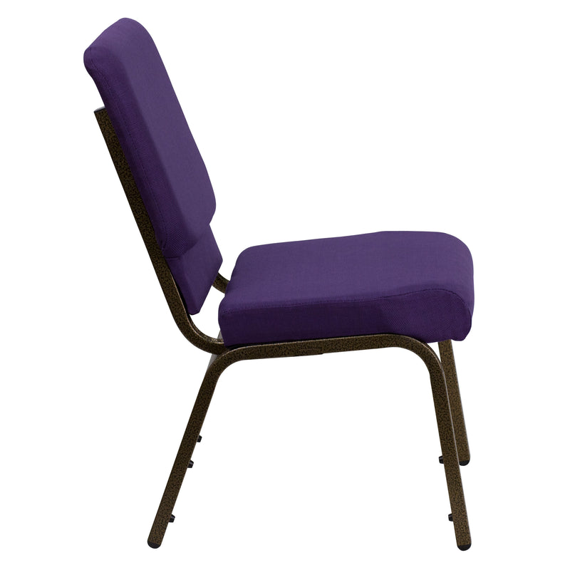 Stacking Auditorium Chair with 19inch Seat - Royal Purple Fabric/Gold Vein Frame