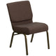 Stacking Auditorium Chair with 21inch Seat - Brown Fabric/Silver Vein Frame