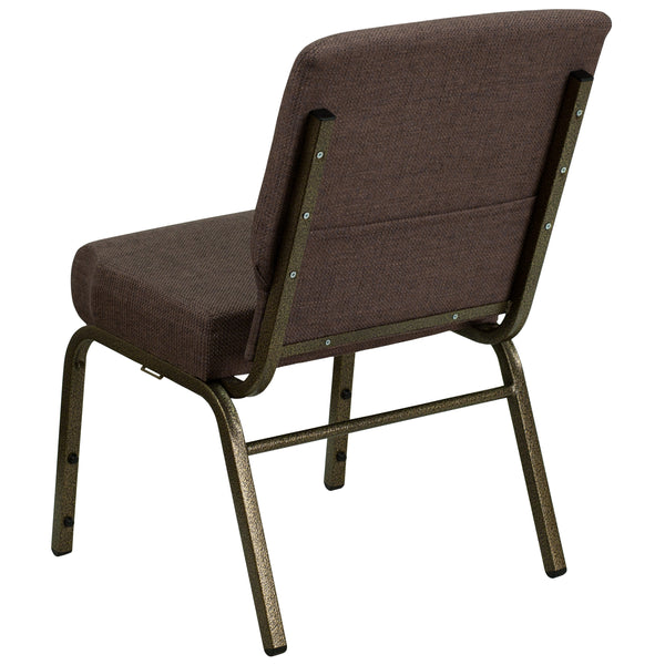 Stacking Auditorium Chair with 21inch Seat - Brown Fabric/Silver Vein Frame