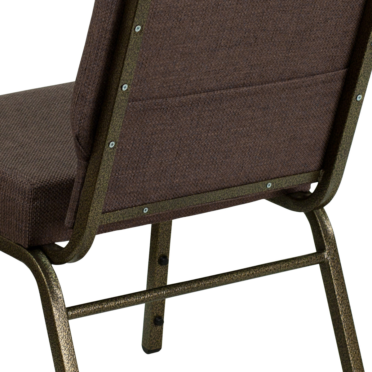 Stacking Auditorium Chair with 21inch Seat - Brown Fabric/Silver Vein Frame