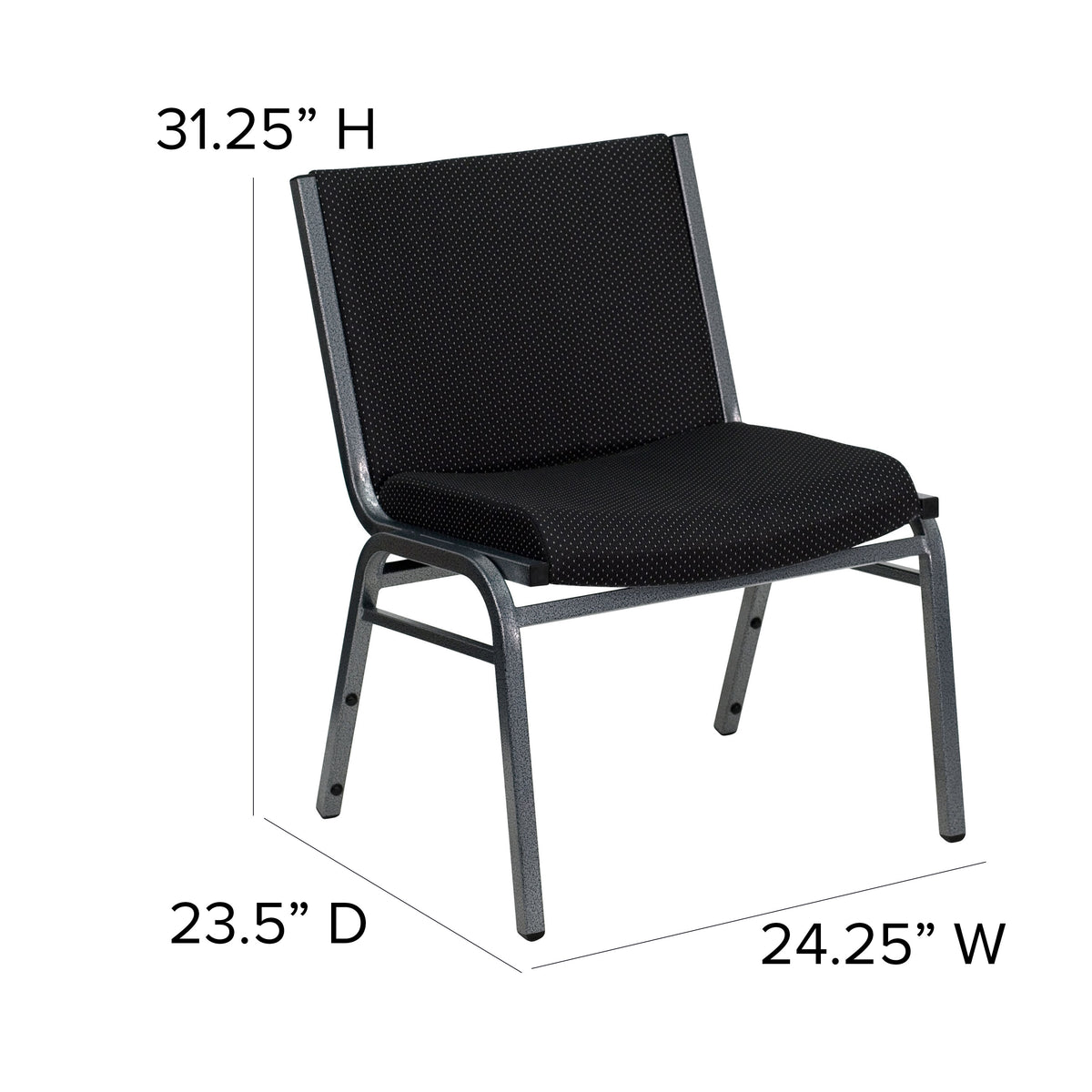 Black |#| Big & Tall 1000 lb. Rated Black Fabric Stack Chair - Reception Seating