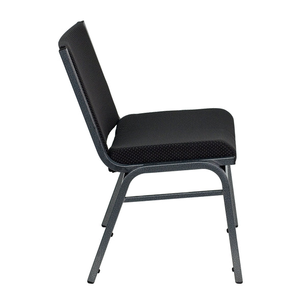 Black |#| Big & Tall 1000 lb. Rated Black Fabric Stack Chair - Reception Seating