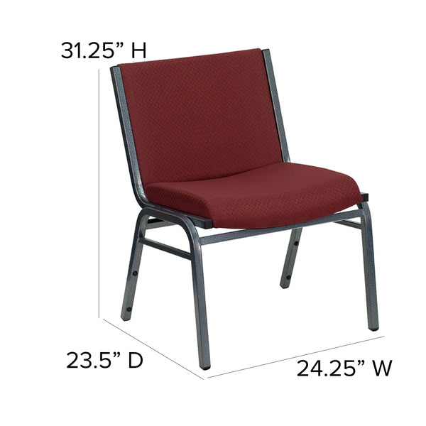 Burgundy |#| Big & Tall 1000 lb. Rated Burgundy Fabric Stack Chair - Reception Seating