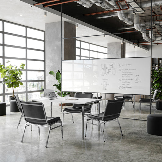 Black Vinyl |#| Big & Tall 1000 lb. Rated Black Vinyl Stack Chair - Reception Seating