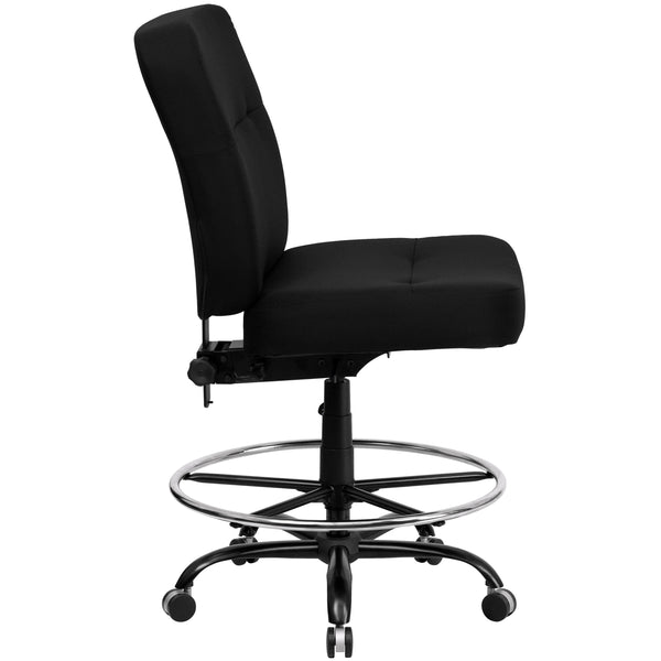 Black Fabric |#| Big & Tall 400 lb. Rated High Back Black Fabric Ergonomic Drafting Chair