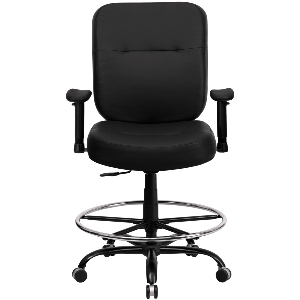 Black LeatherSoft |#| Big & Tall 400 lb. Rated Black REC Back LeatherSoft Ergonomic Drafting Chair