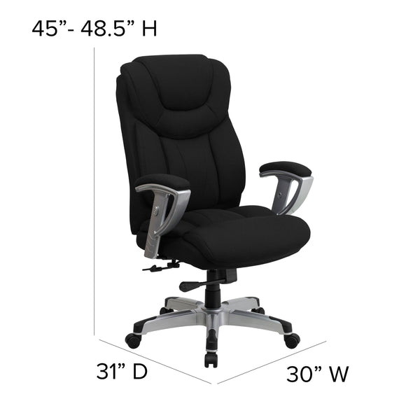 Black Fabric |#| Big & Tall 400 lb. Rated High Back Black Fabric Executive Ergonomic Office Chair