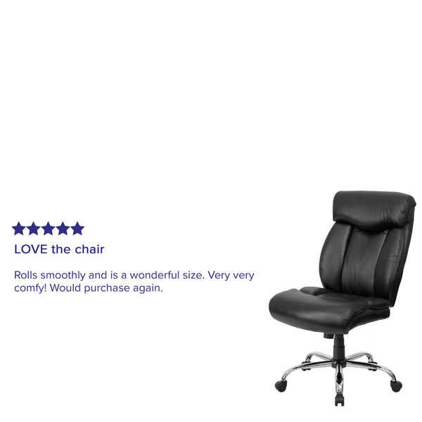 Black LeatherSoft |#| Big & Tall 400 lb. Rated High Back Black LeatherSoft Executive Office Chair