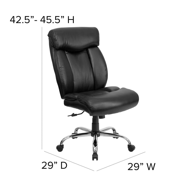 Black LeatherSoft |#| Big & Tall 400 lb. Rated High Back Black LeatherSoft Executive Office Chair