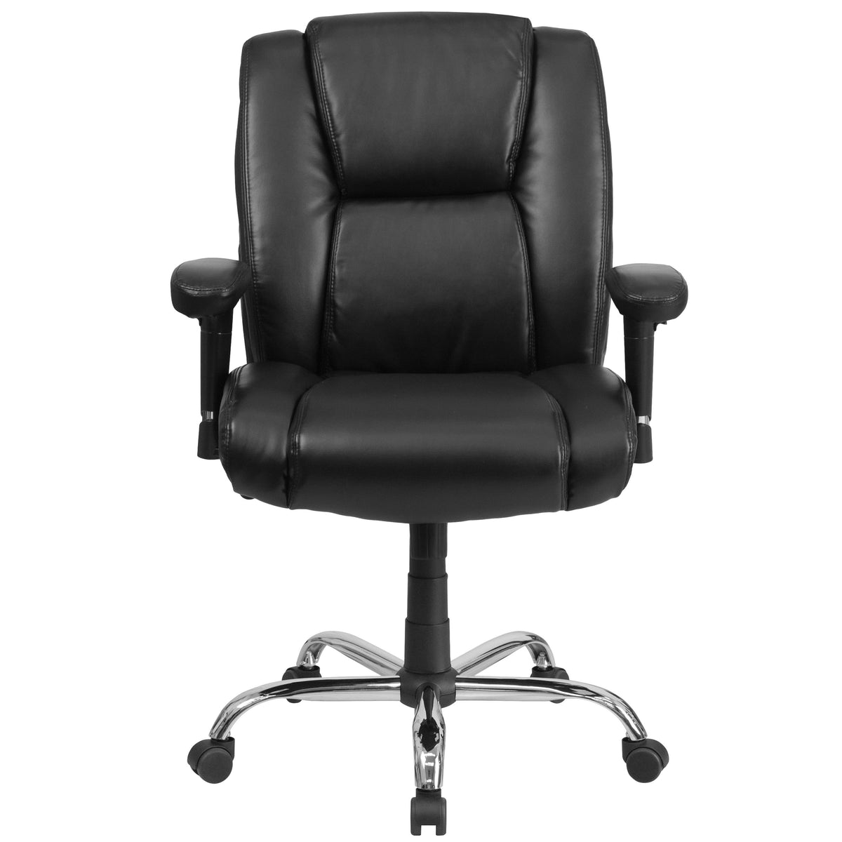 Big & Tall 400 lb. Rated Black LeatherSoft Chair w/Chrome Base & Adjustable Arms