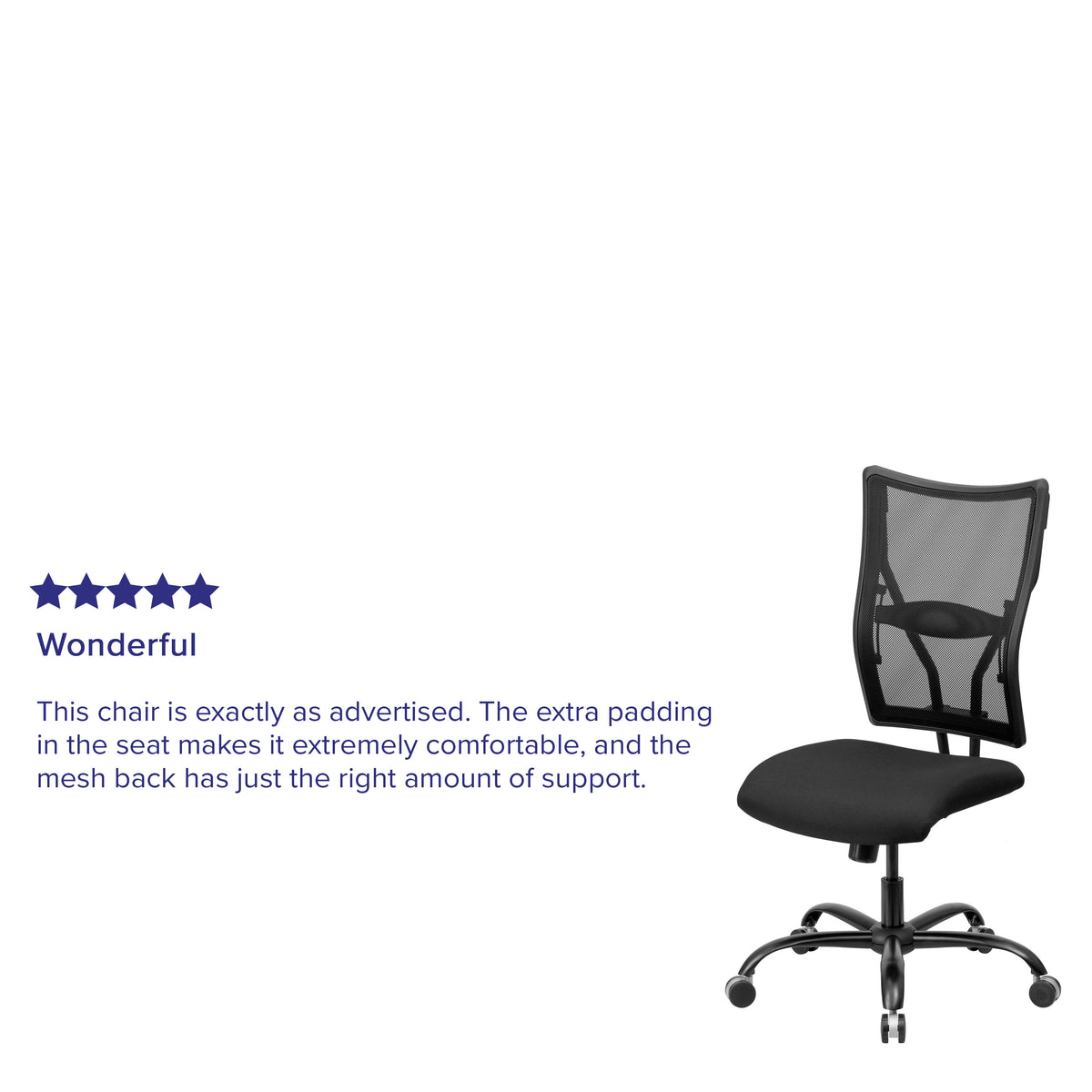 Big & Tall 400 lb. Rated Black Mesh Executive Swivel Ergonomic Office Chair