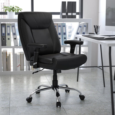HERCULES Series Big & Tall 400 lb. Rated Swivel Ergonomic Task Office Chair with Deep Tufted Seating and Adjustable Arms - View 2