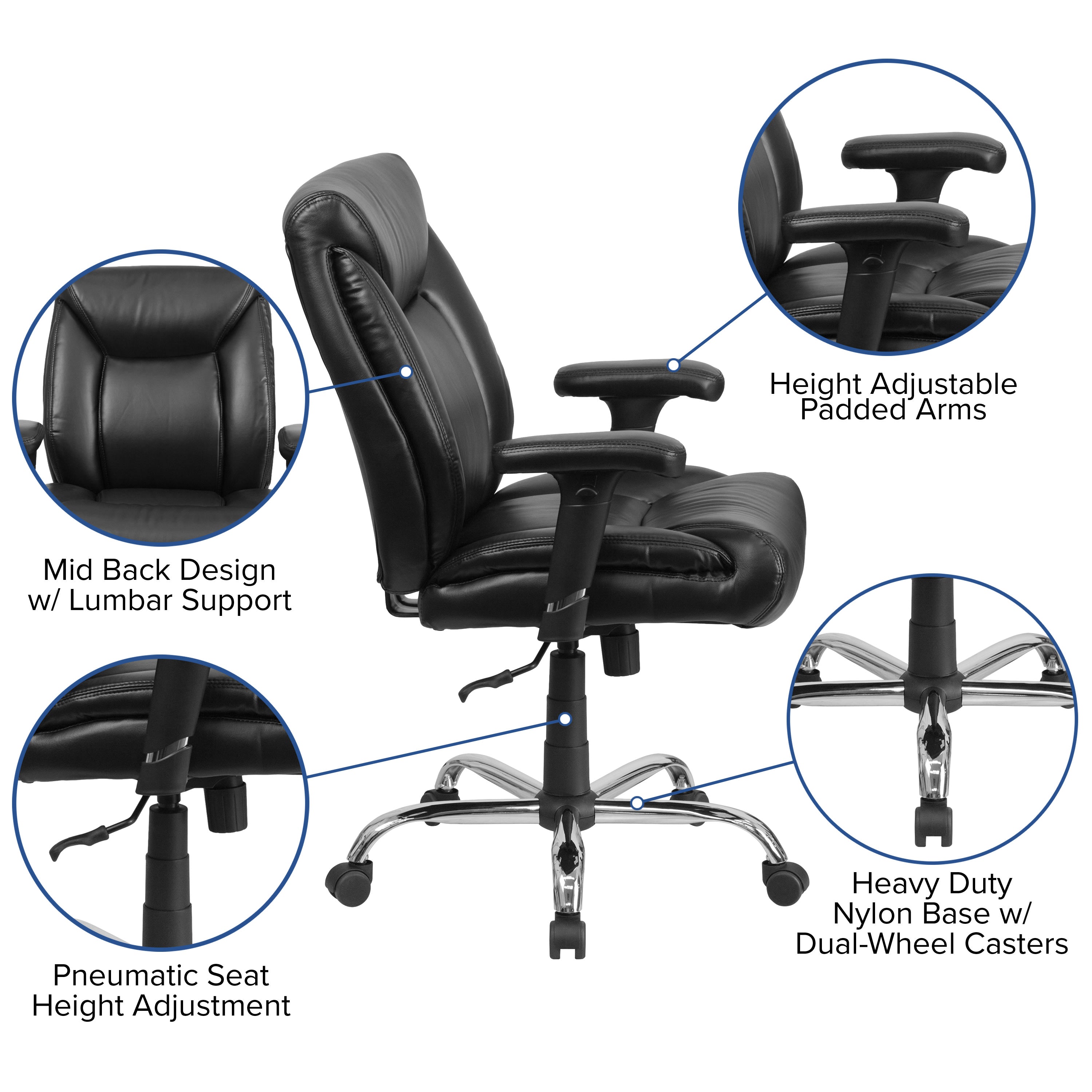 400LB Mid Back Office Chair GO 2073 BizChair