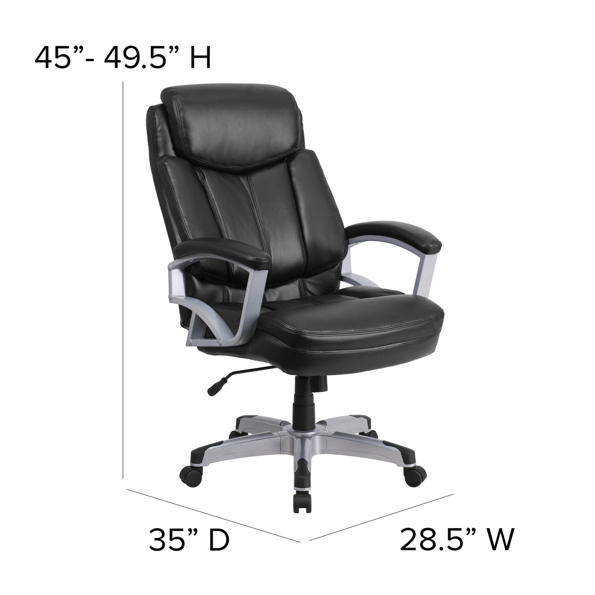 Black LeatherSoft |#| Big & Tall 500 lb. Rated Black LeatherSoft Executive Ergonomic Office Chair